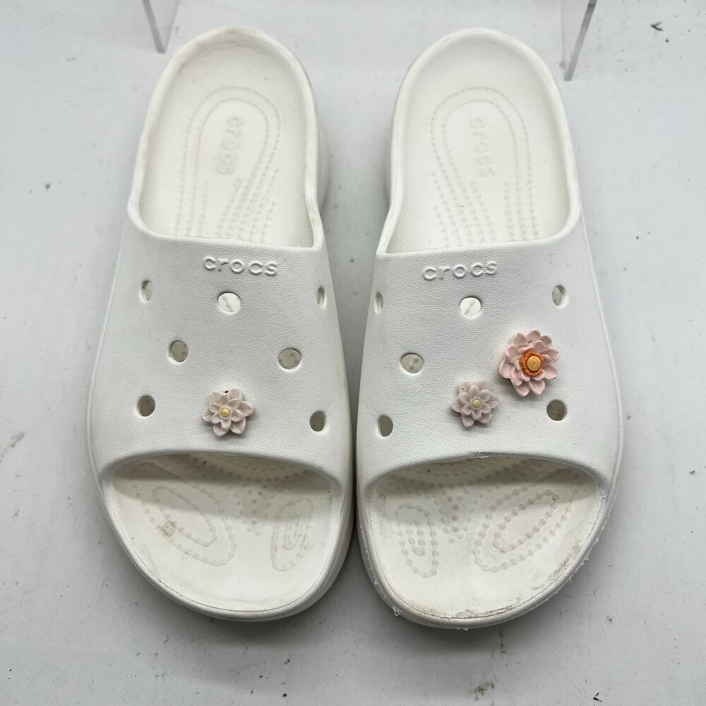 Crocs Sandals Womens 8 Bae Slide Platform White Slip On - Picture 3 of 7